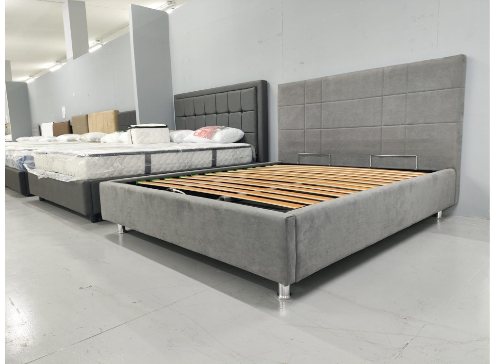 Letto Contenitore LENA in Tessuto Grigio